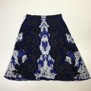 BCBGMAXAZRIA KARLIE Royal Blue Combo Silk Blend Pull On A Line Knit Feel Skirt